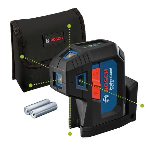Bosch GPL 5 G Punktlaser grønn, med batterier og veske - BEST I TEST 2025