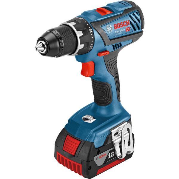 Bosch GSR 18V-28 Borskrutrekker med 4,0 Ah batterier og hurtiglader