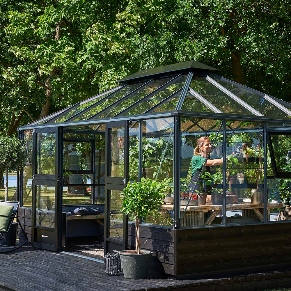 Drivhus Juliana Grand Oase Mur Sort, 13 m²